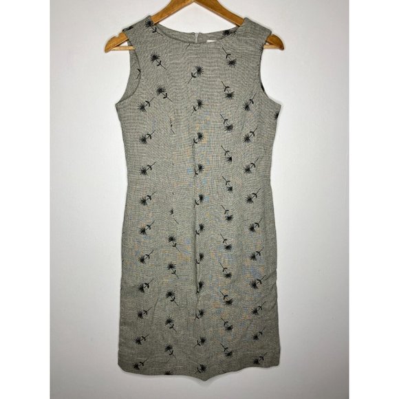 Coldwater Creek Gray Black Embroidered Floral Women's Size 6 Sleeveless Dress - Picture 1 of 8